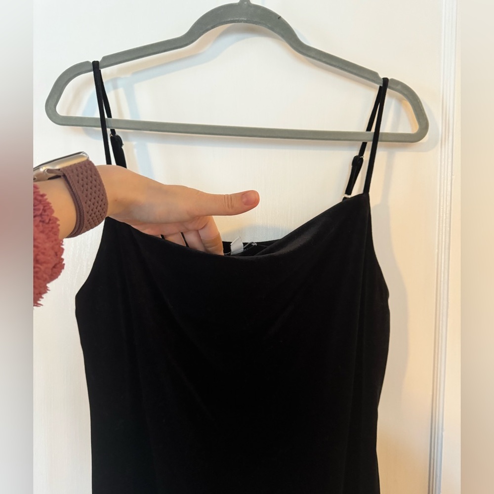 NWT Nine West Black Velvet Midi Slip Dress - Picture 2 of 11